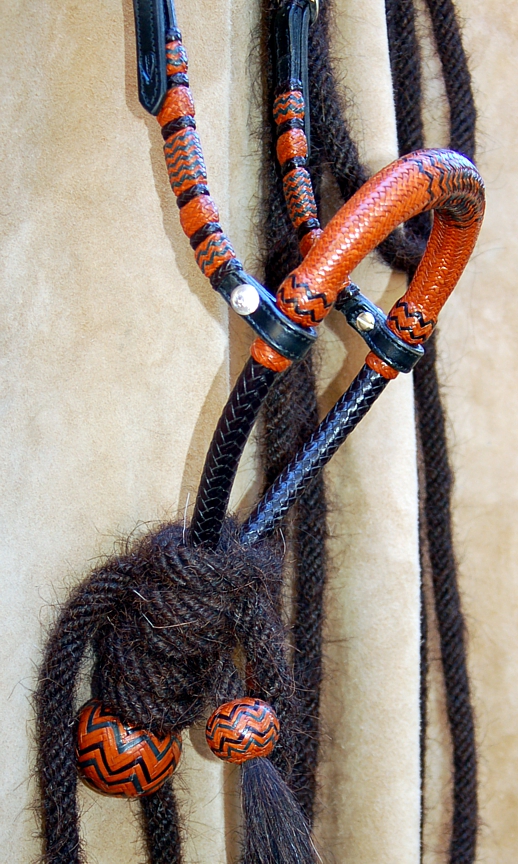 Black, Saddle Tan And Turquoise Roo Bosal Set With Blind Bob Mecate